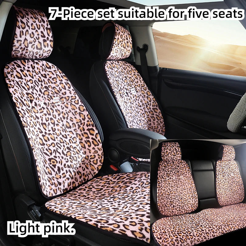 Leopard Print Plush Car Seat Covers