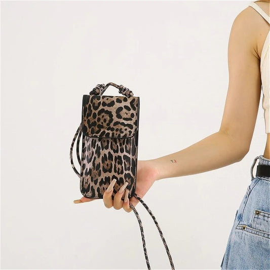 Leopard Print Slim Crossbody Phone Pouch