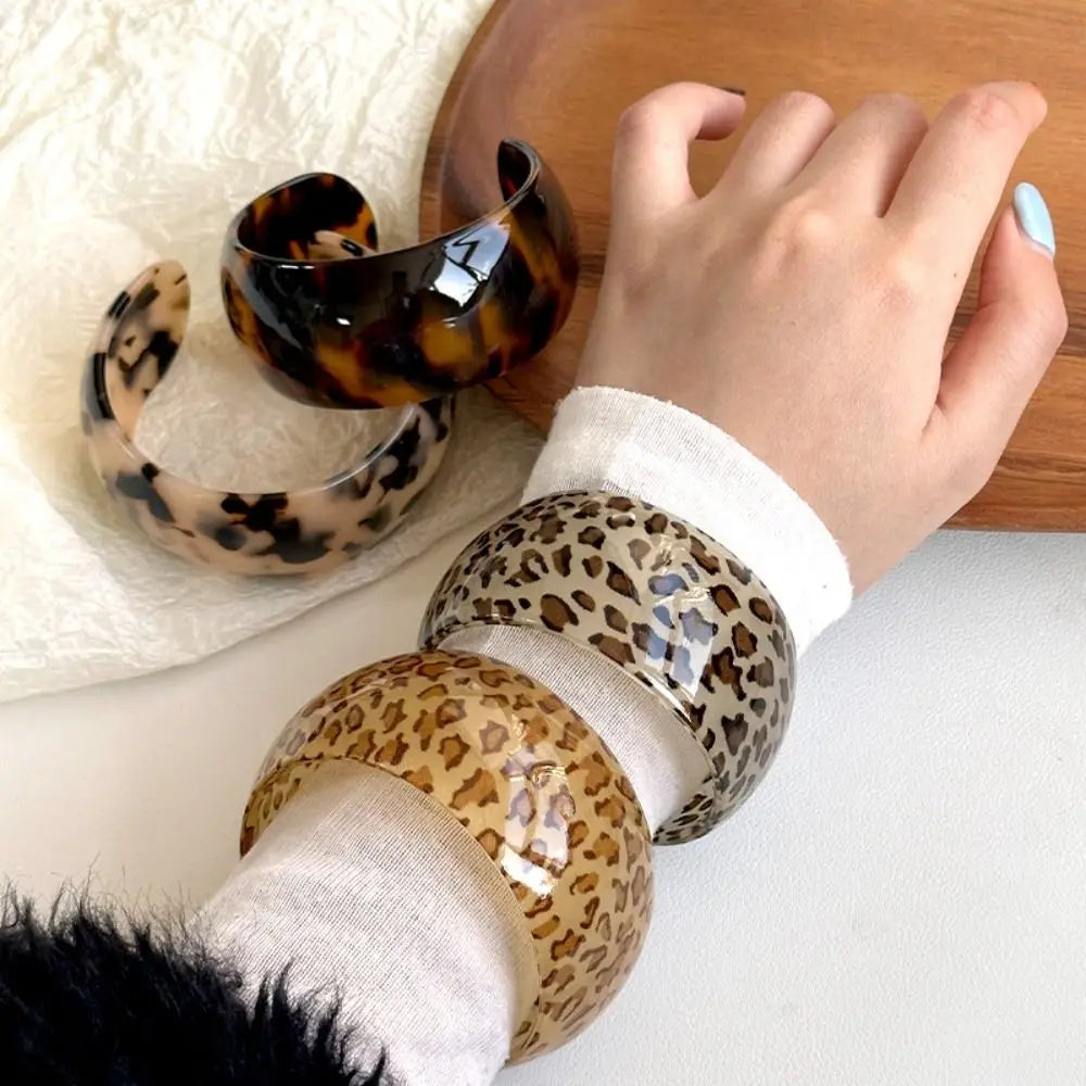 Leopard Print Open Cuff Bangle