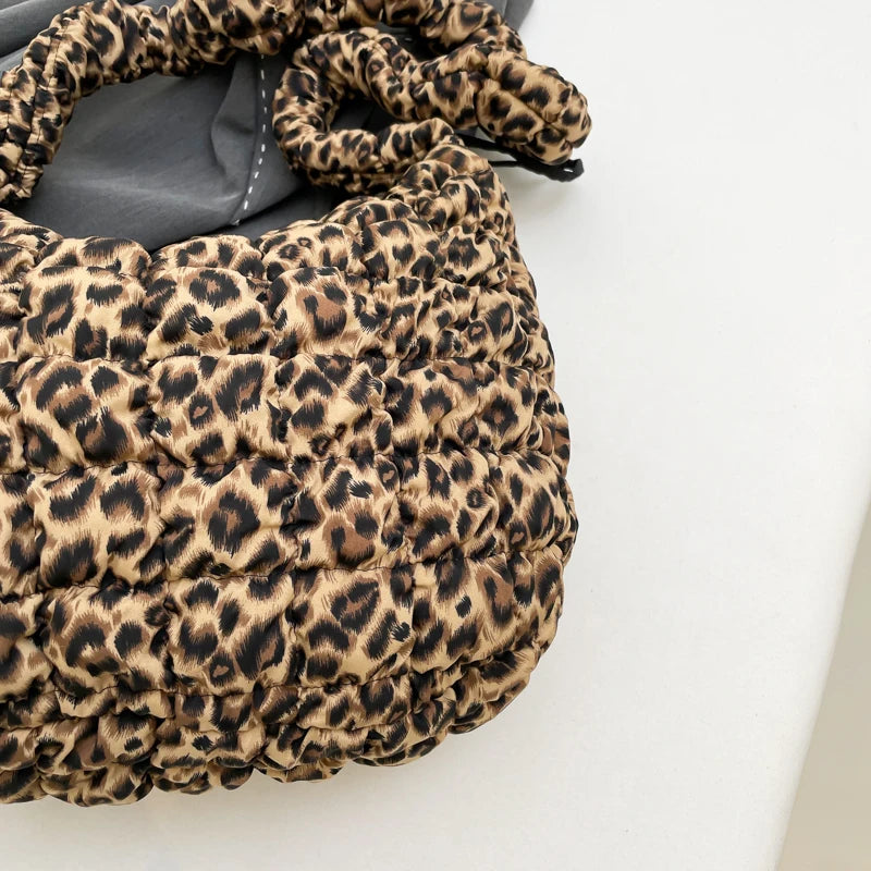 Leopard Print Quilted Padded Bubble Handbag