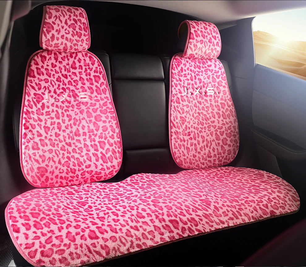 Leopard Print Plush Car Seat Covers