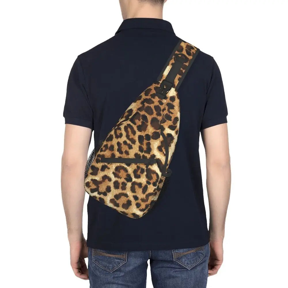 Leopard Print Crossbody Sling Backpack