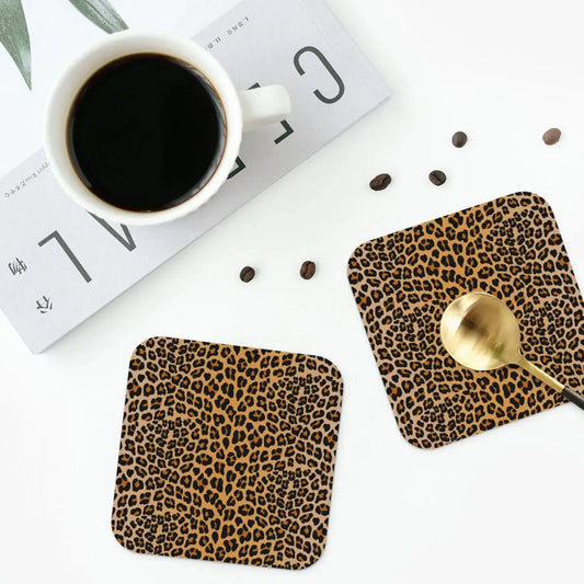Leopard Print Non-Slip Coasters - Set of 4