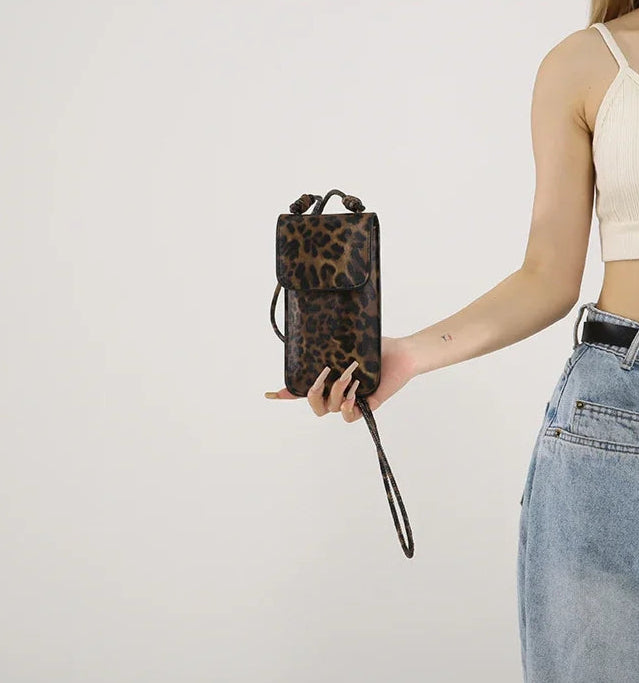 Leopard Print Slim Crossbody Phone Pouch