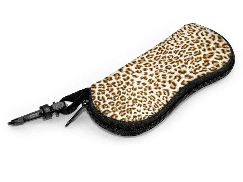 Brown Leopard Print Zippered Glasses Case