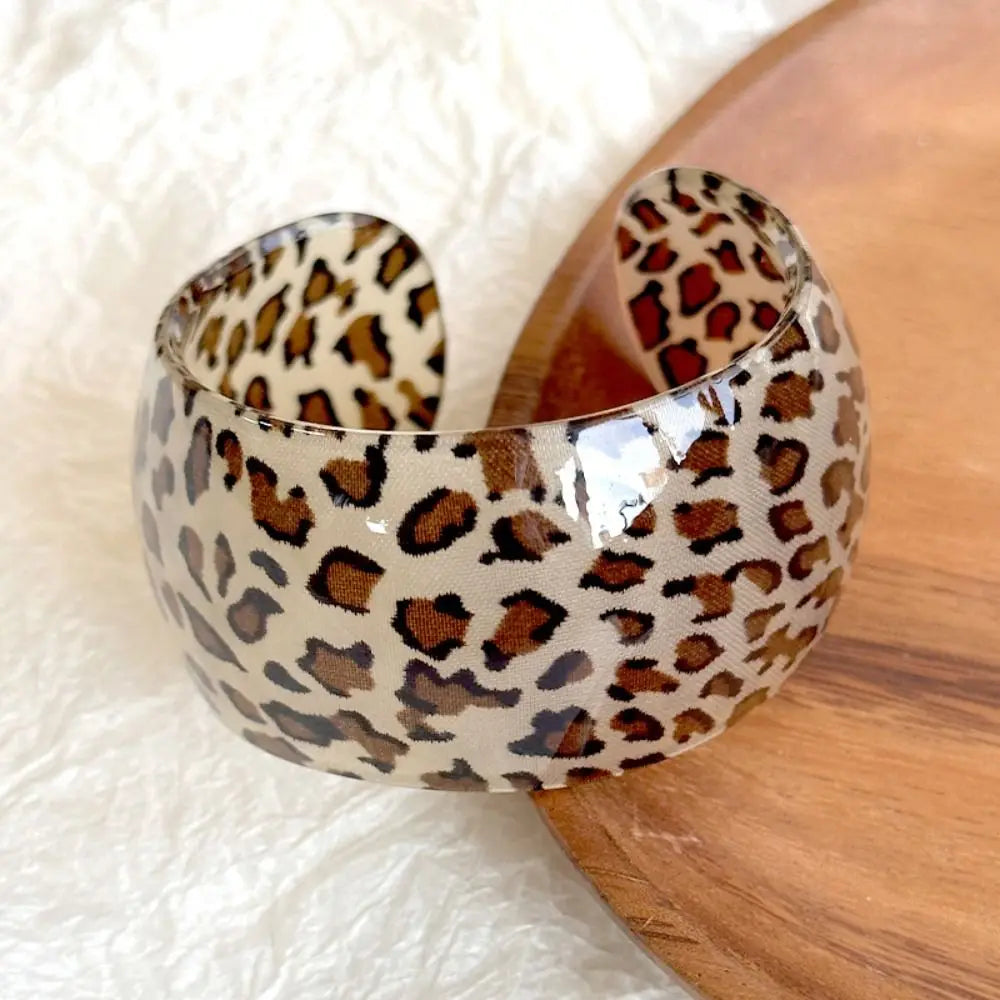 Leopard Print Open Cuff Bangle