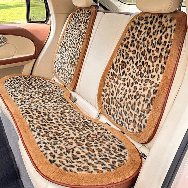 Fluffy Leopard Print Car Seat Covers