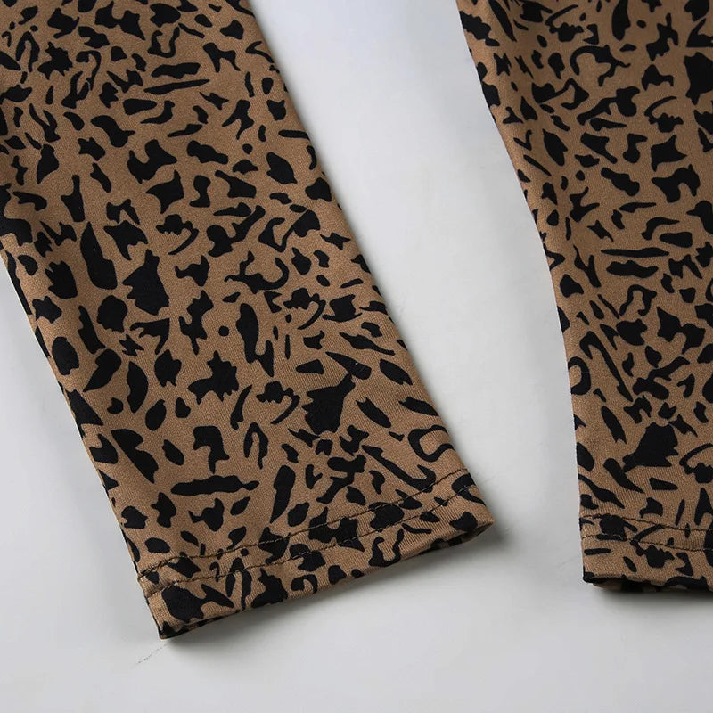 Leopard Print Crop Cardigan & Leggings Co-ord Set