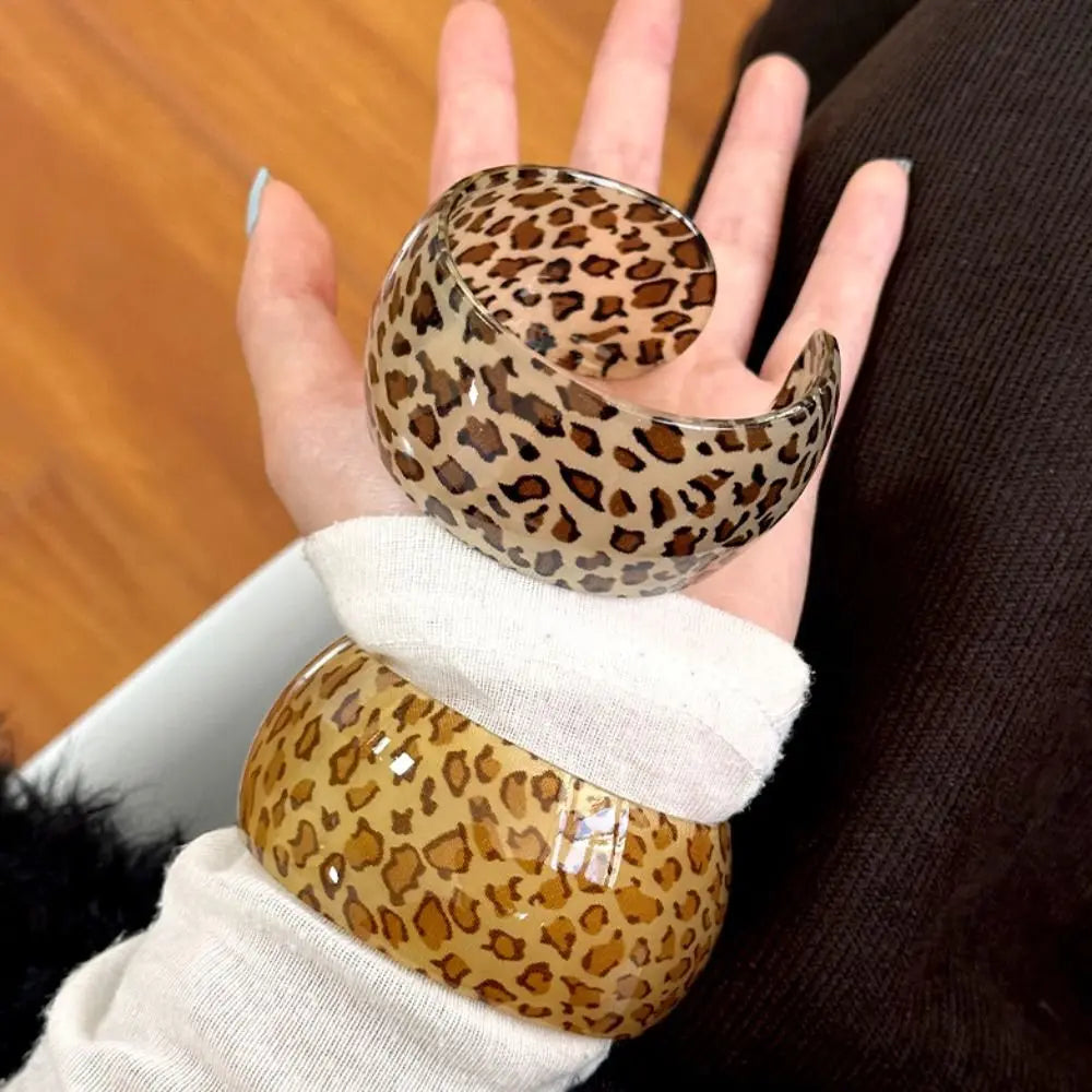 Leopard Print Open Cuff Bangle