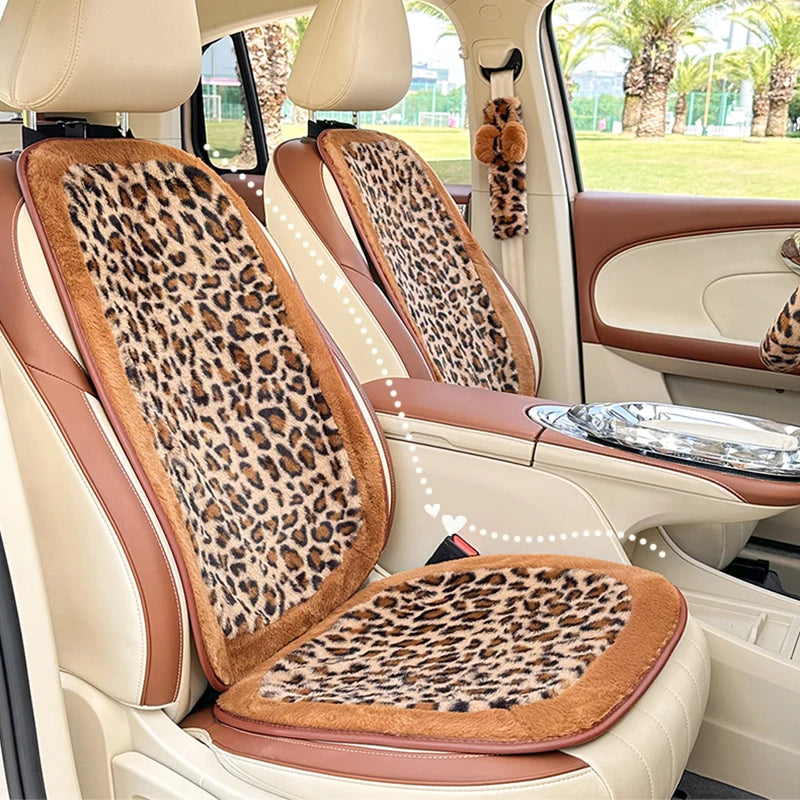 Fluffy Leopard Print Car Seat Covers