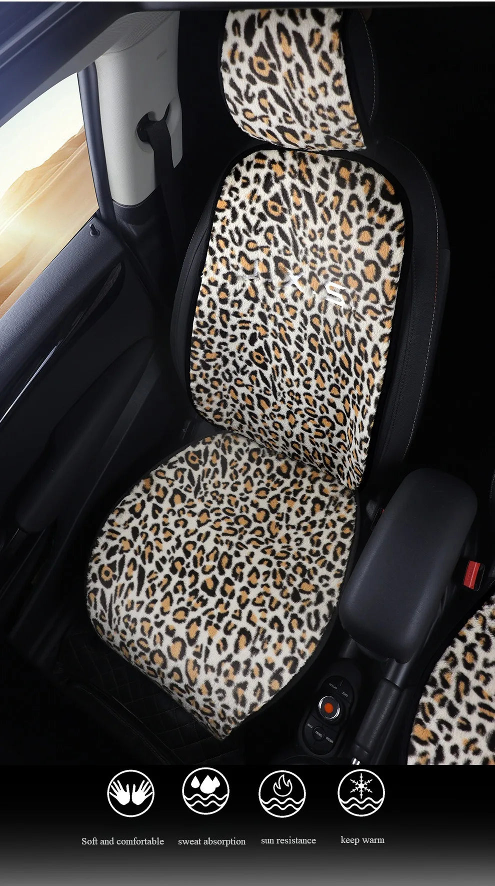 Leopard Print Plush Car Seat Covers