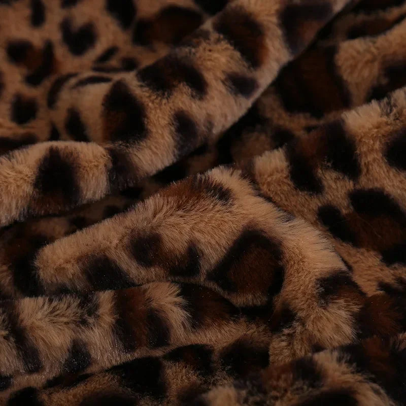 Leopard Print Double-Layer,Soft, Warm & Breathable Plush Throw
