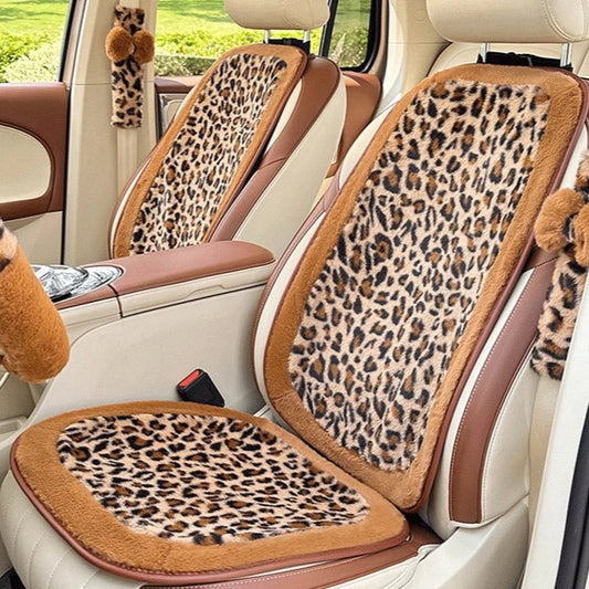 Fluffy Leopard Print Car Seat Covers