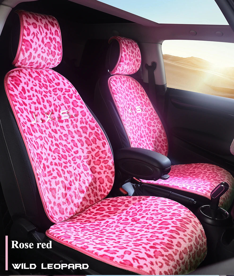 Leopard Print Plush Car Seat Covers