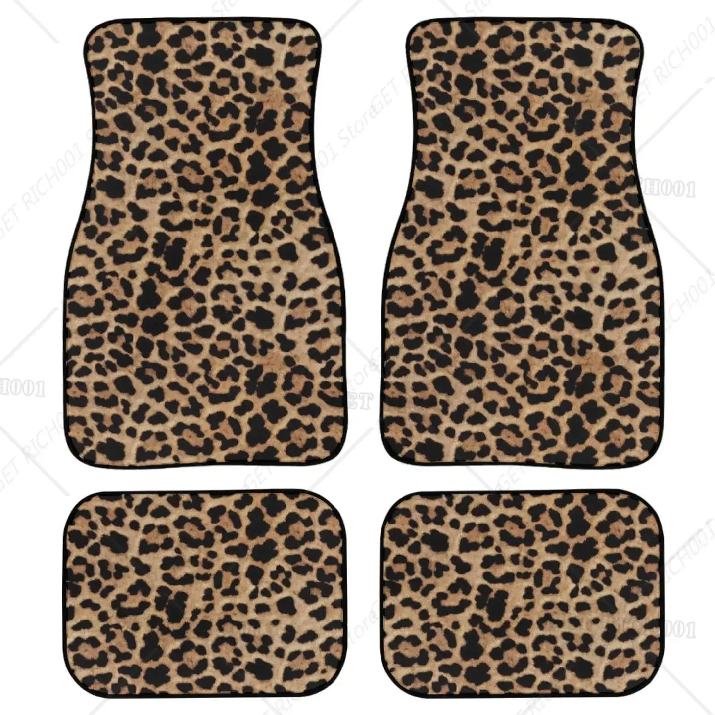 Leopard Print Car Floor Mat Set – 4 Piece