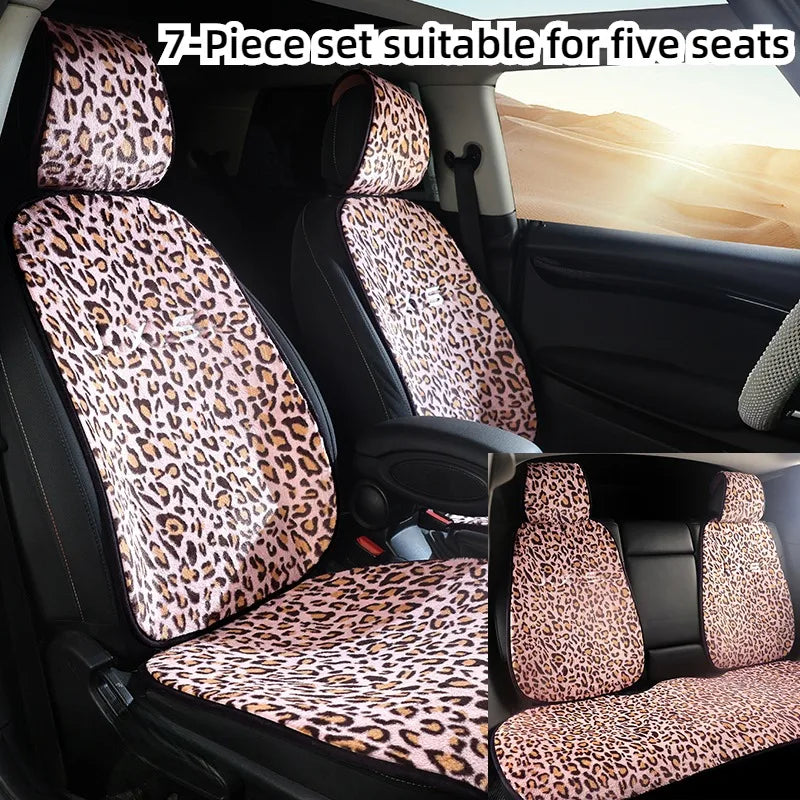 Leopard Print Plush Car Seat Covers