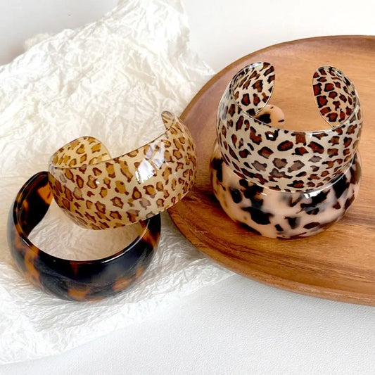 Leopard Print Open Cuff Bangle