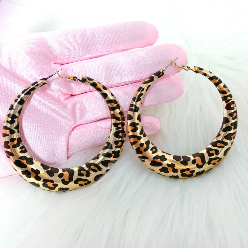 Leopard Print Hoop Earrings