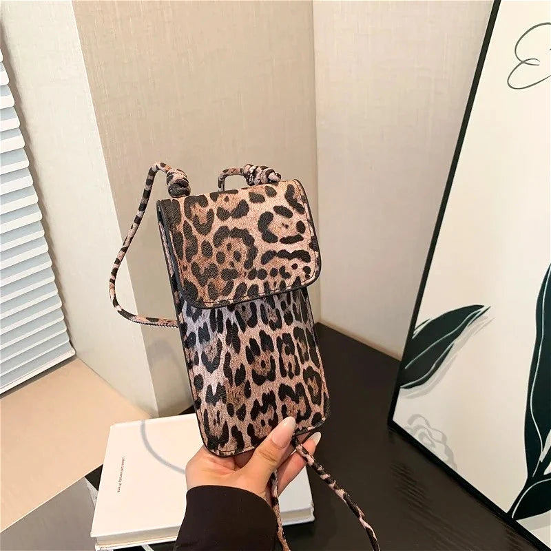 Leopard Print Slim Crossbody Phone Pouch