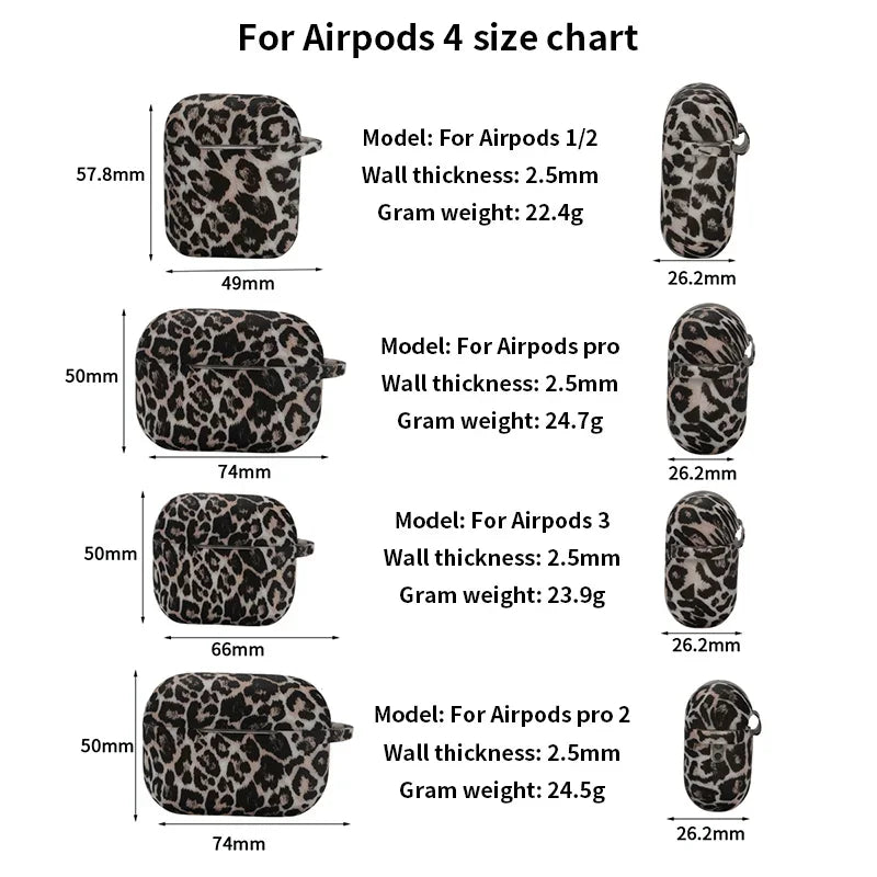 Leopard Print AirPods Case – Silicone Protective Cover with Hook