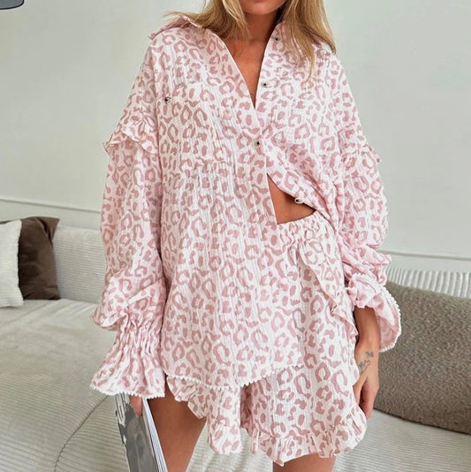 Clacive 2-Piece Leopard Print Cotton Set
