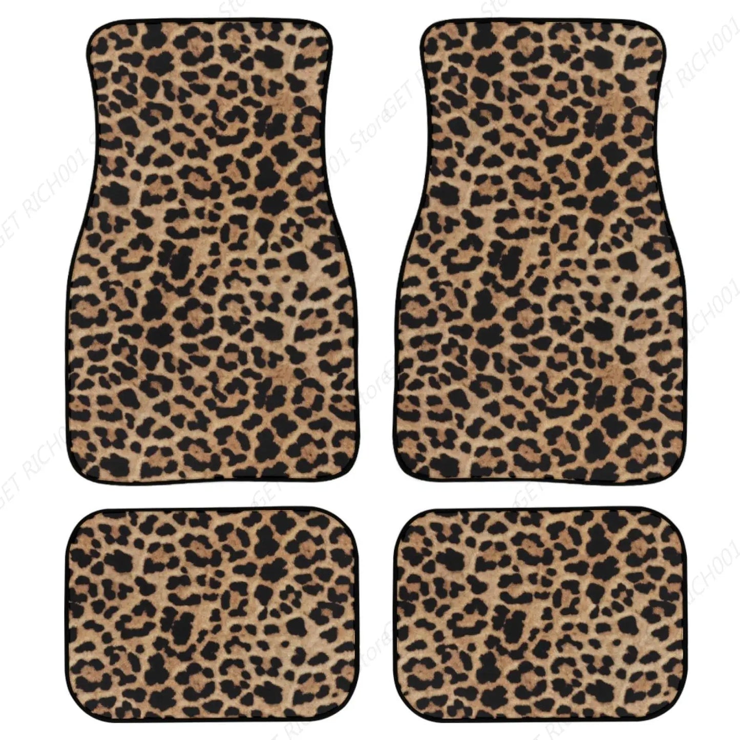 Leopard Print Car Floor Mat Set – 4 Piece