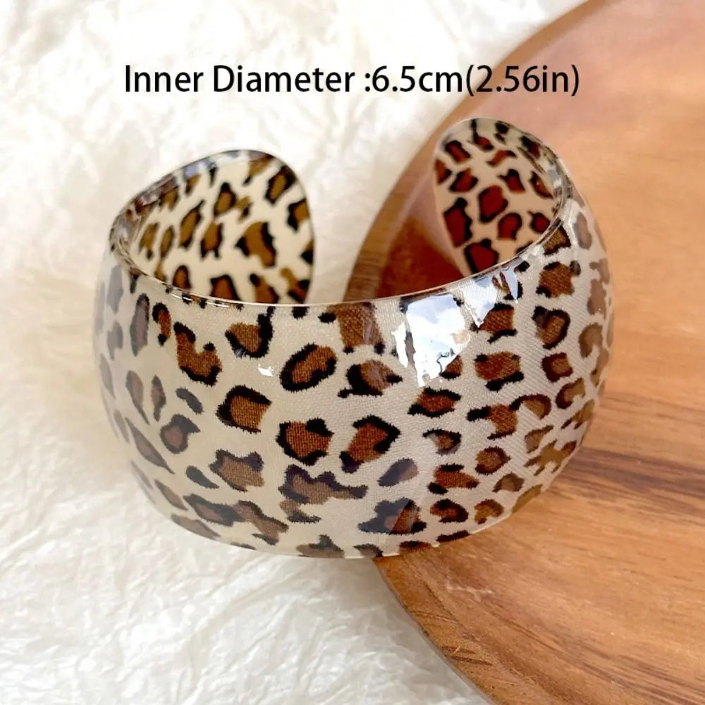 Leopard Print Open Cuff Bangle
