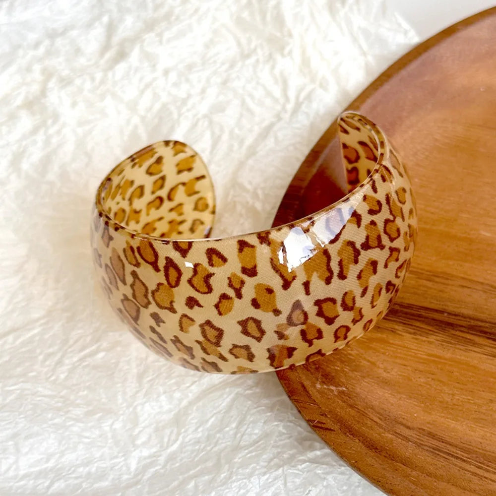 Leopard Print Open Cuff Bangle