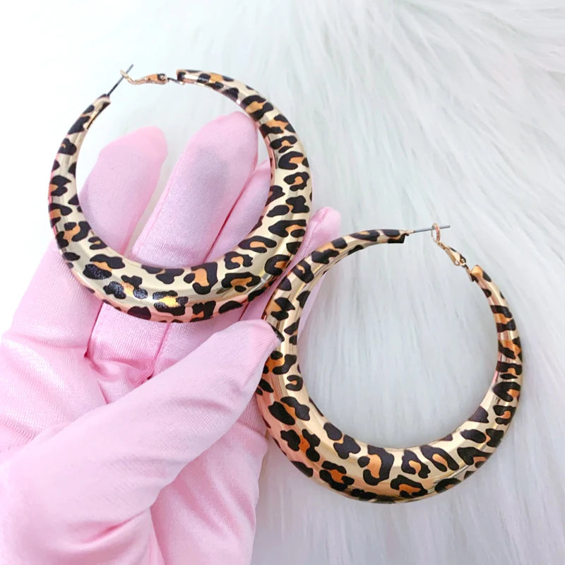 Leopard Print Hoop Earrings