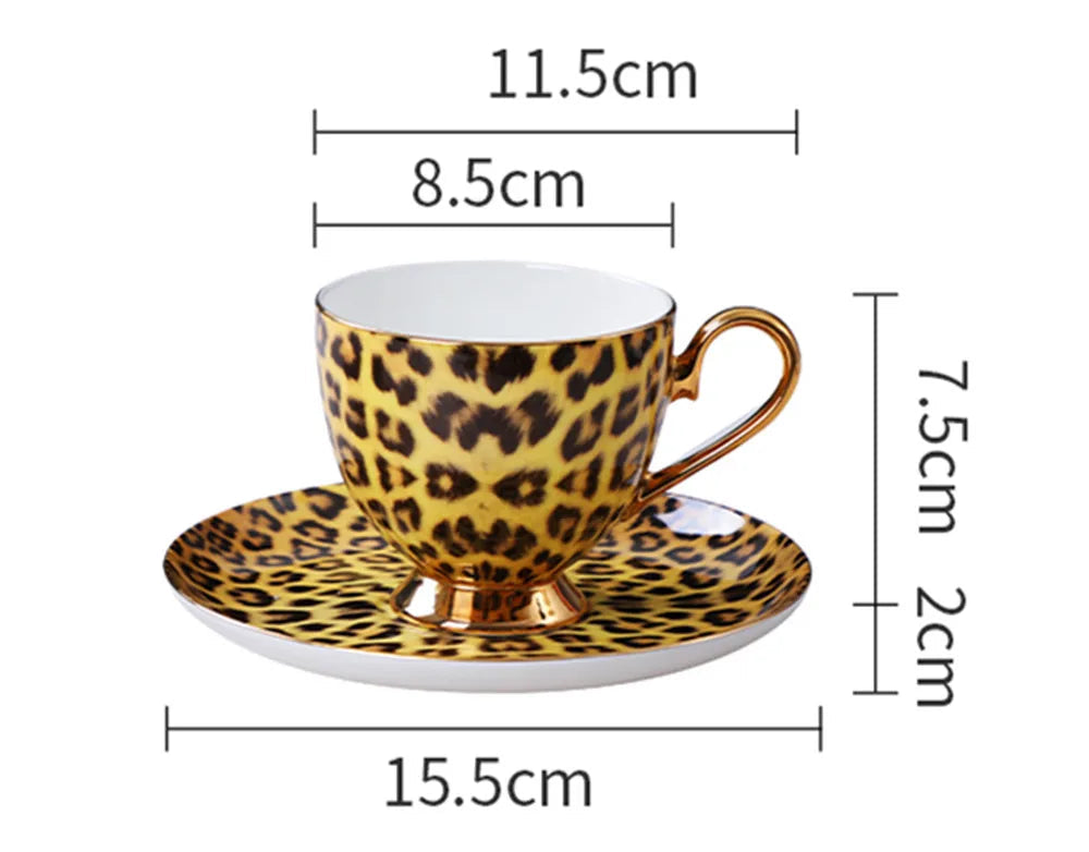 Premium Leopard Print Bone China Tea Set Items