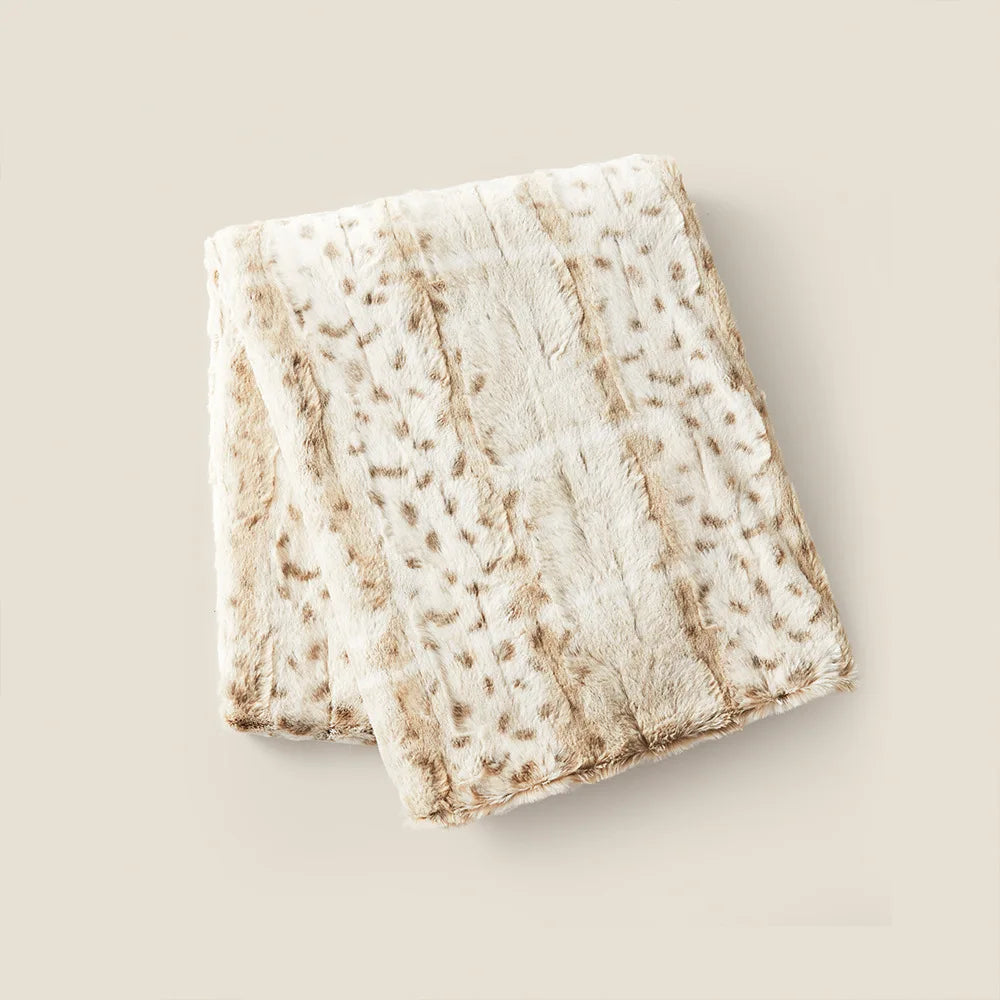 Luxury Thick Beige Leopard Print Winter Throw Blanket