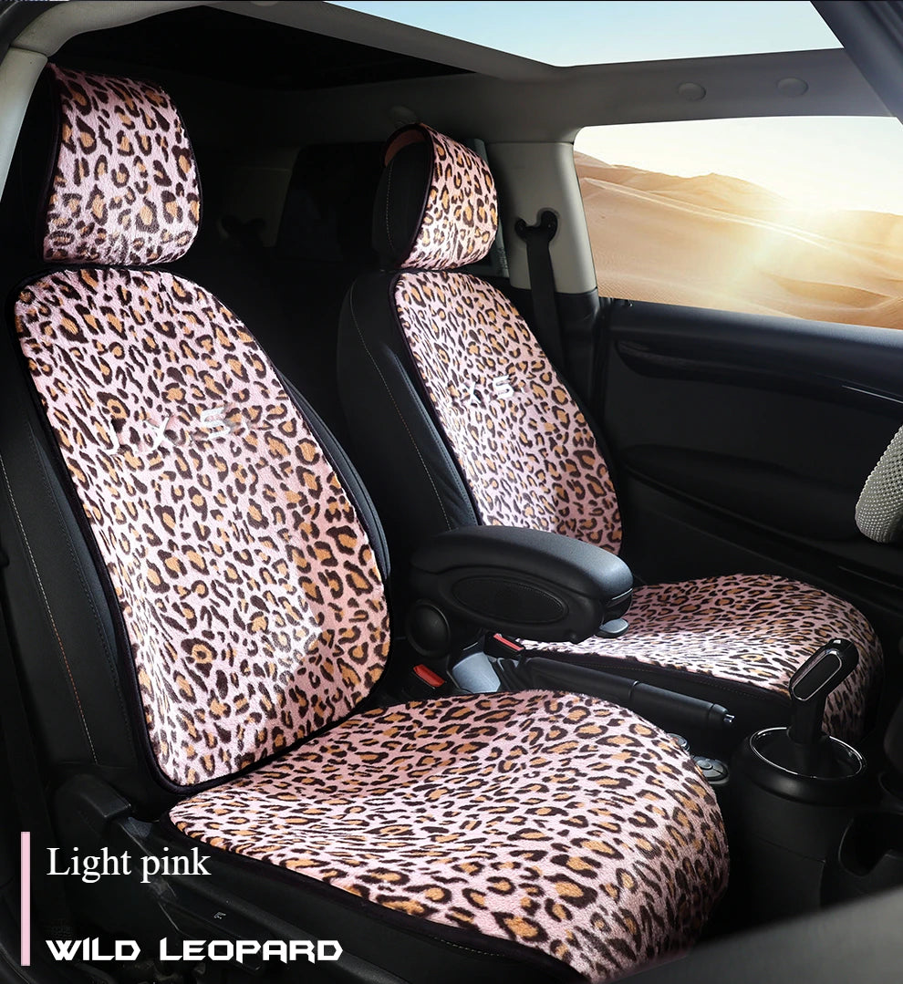 Leopard Print Plush Car Seat Covers