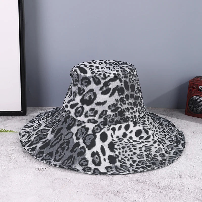 Leopard Print Wide Brim Sun Hat