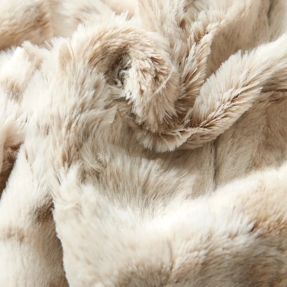 Luxury Thick Beige Leopard Print Winter Throw Blanket