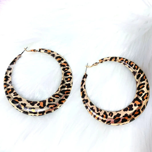 Leopard Print Hoop Earrings