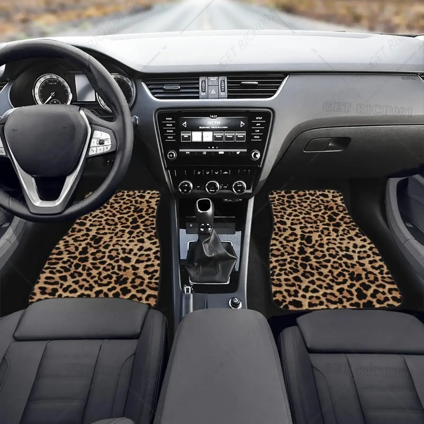 Leopard Print Car Floor Mat Set – 4 Piece