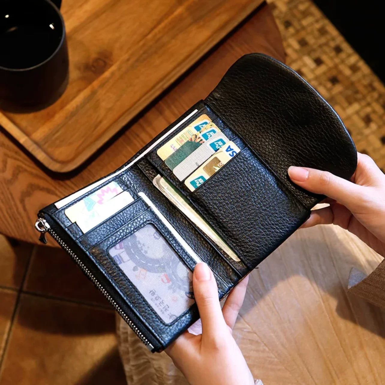 Leopard Print Leather Short Wallet
