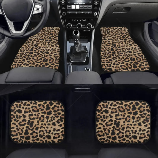 Leopard Print Car Floor Mat Set – 4 Piece