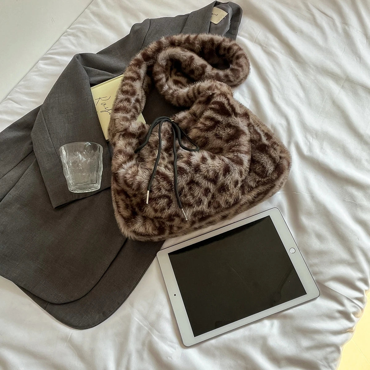 Leopard Print Faux Fur Shoulder Bag