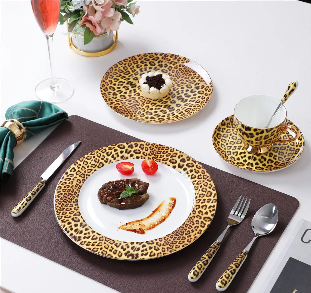 Premium Leopard Print Bone China Tea Set Items