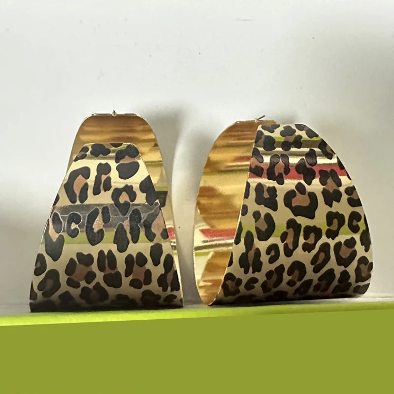 Super Oversized Leopard Gold Hoop Earrings