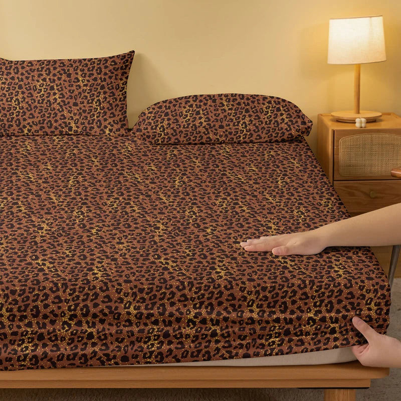 Leopard Print Matte Fitted Sheet