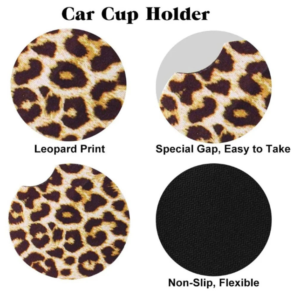 Leopard Print Steering Wheel Cover Set