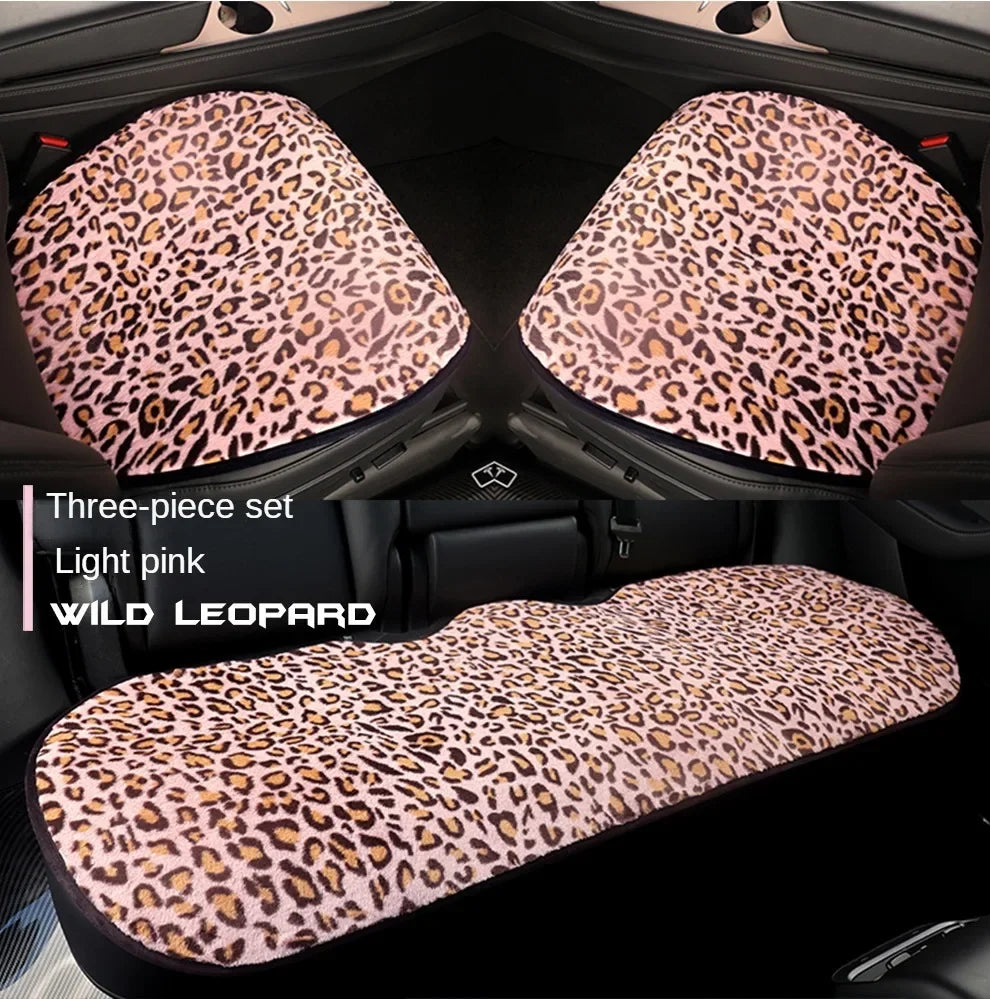 Leopard Print Plush Car Seat Covers