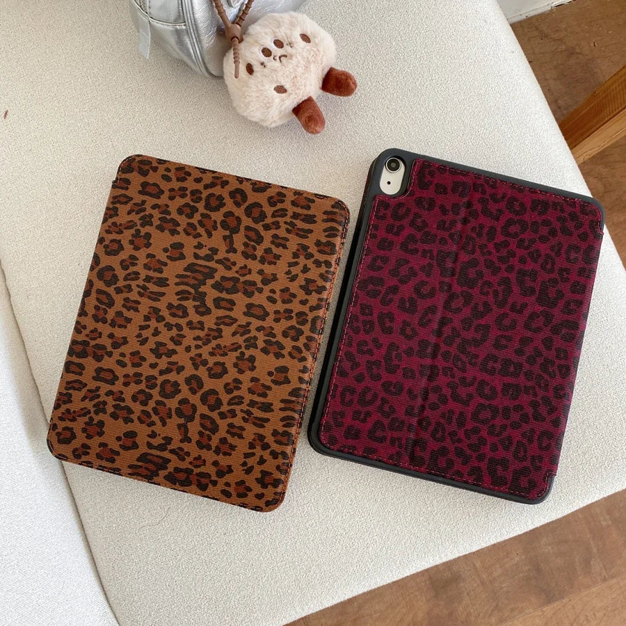 Leopard-Print 3-Fold iPad Case