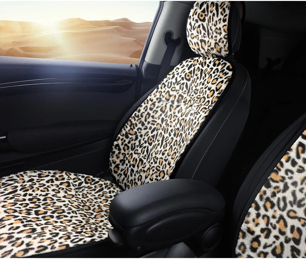 Leopard Print Plush Car Seat Covers