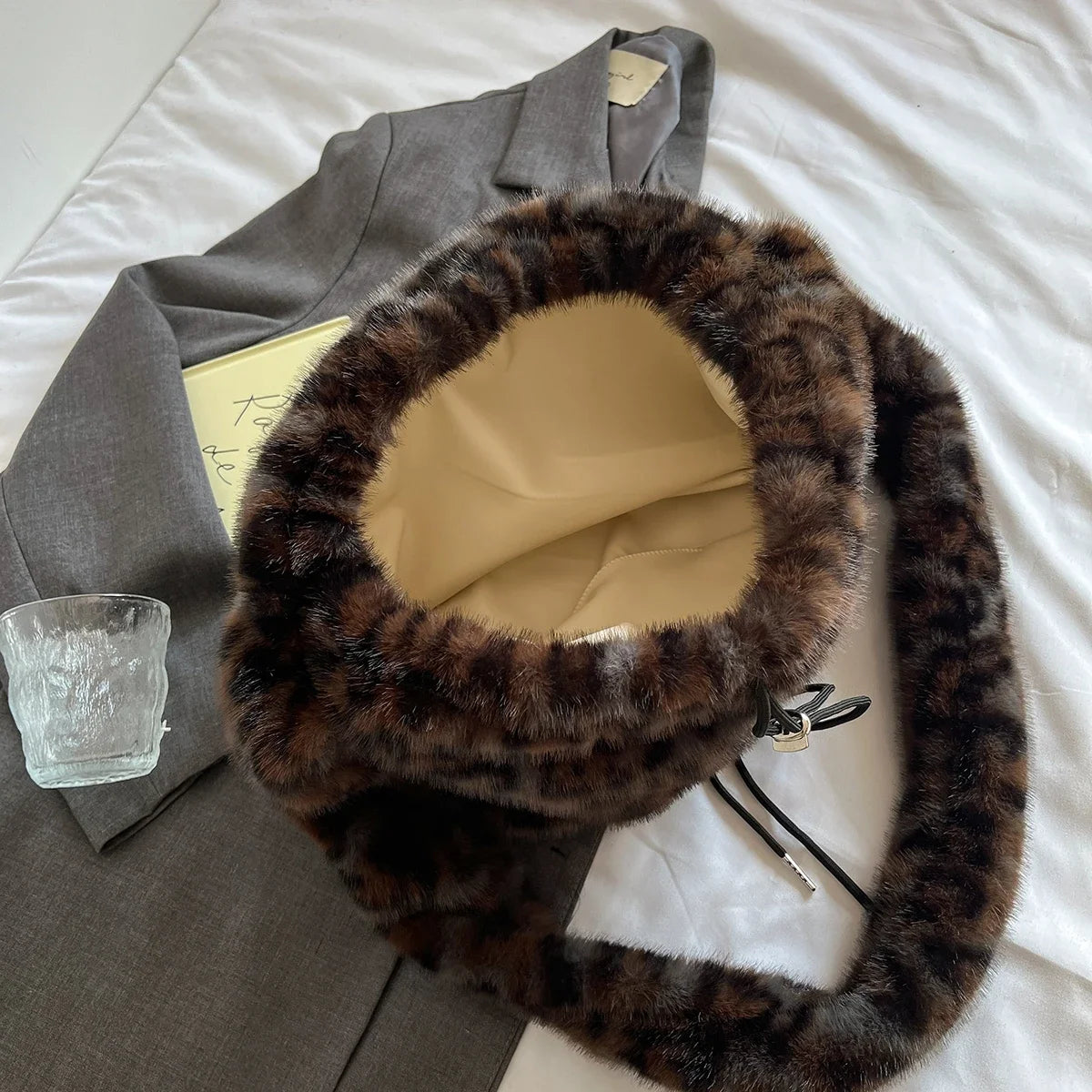 Leopard Print Faux Fur Shoulder Bag