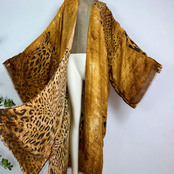 Boho Leopard Print Beach Kimono